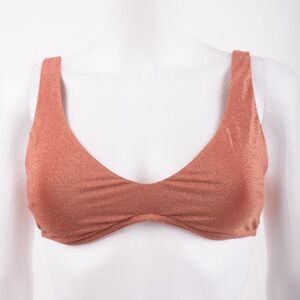 Zimmermann Womens Pink Shimmer Gold Bikini Top AU 2 US 6-8 Scoop Neck NWT